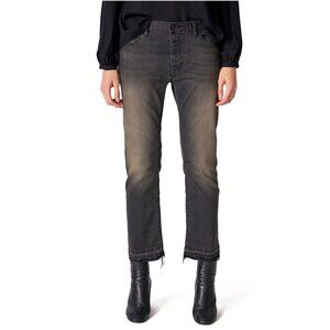 Nili Lotan Boyfriend Jeans 26" / Size 27 / Smoke Wash Crop Mid-Rise Black Faded